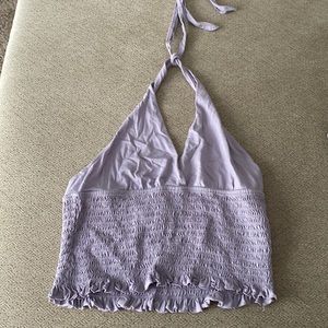 crop halter lavender top